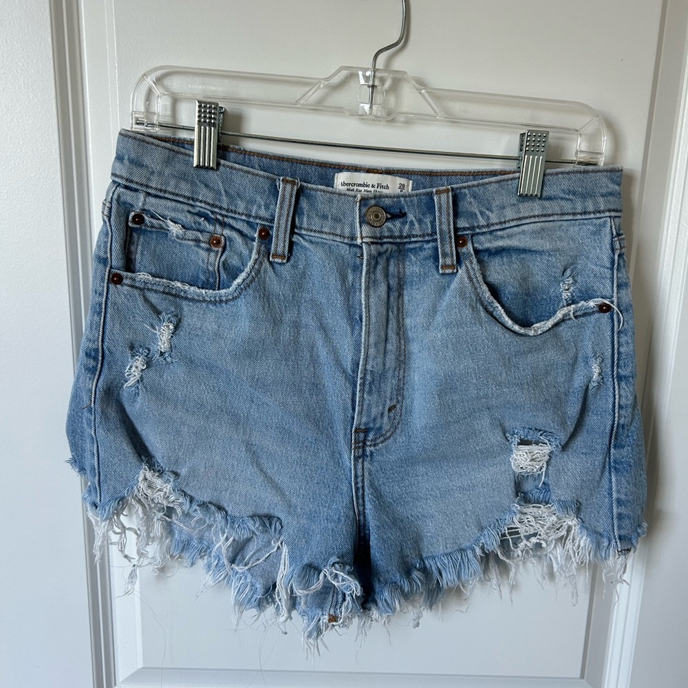 Abercrombie Distressed Blue Denim Shorts, Sz 29